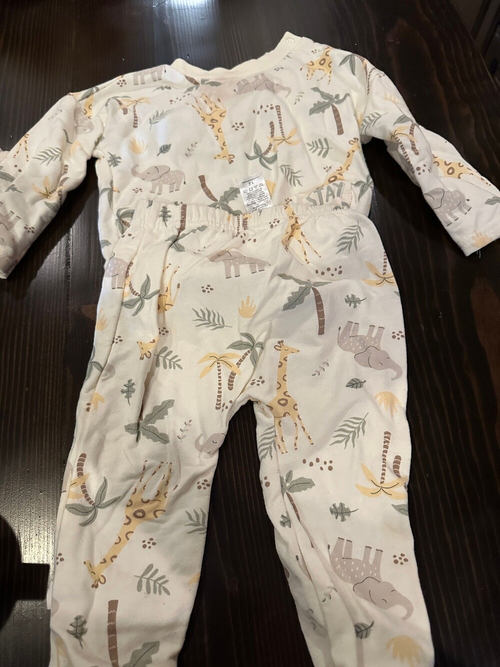 Kit + Pearl 12M Baby Pajama Set Animal Print Long Sleeve Pants